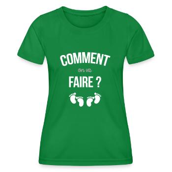 Idee Cadeau Annonce Grossesse Originale Jumeaux - T-shirt sport Femme - vert - Devant - AI Model Female 172 dark (172cm)