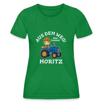 Moritz Vorname Traktor - Frauen Funktions-T-Shirt - Kelly Green - Vorne - AI Model Female 172 dark (172cm)