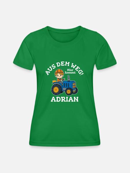 Adrian Vorname Traktor - Frauen Funktions-T-Shirt - Kelly Green