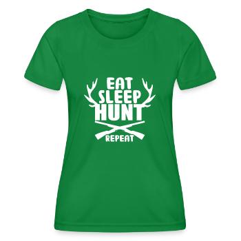 Eat sleep hunt repeat - Frauen Funktions-T-Shirt - Kelly Green - Vorne - AI Model Female 172 dark (172cm)