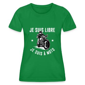 Je suis libre je suis à moto - T-shirt sport Femme - vert - Devant - AI Model Female 172 dark (172cm)