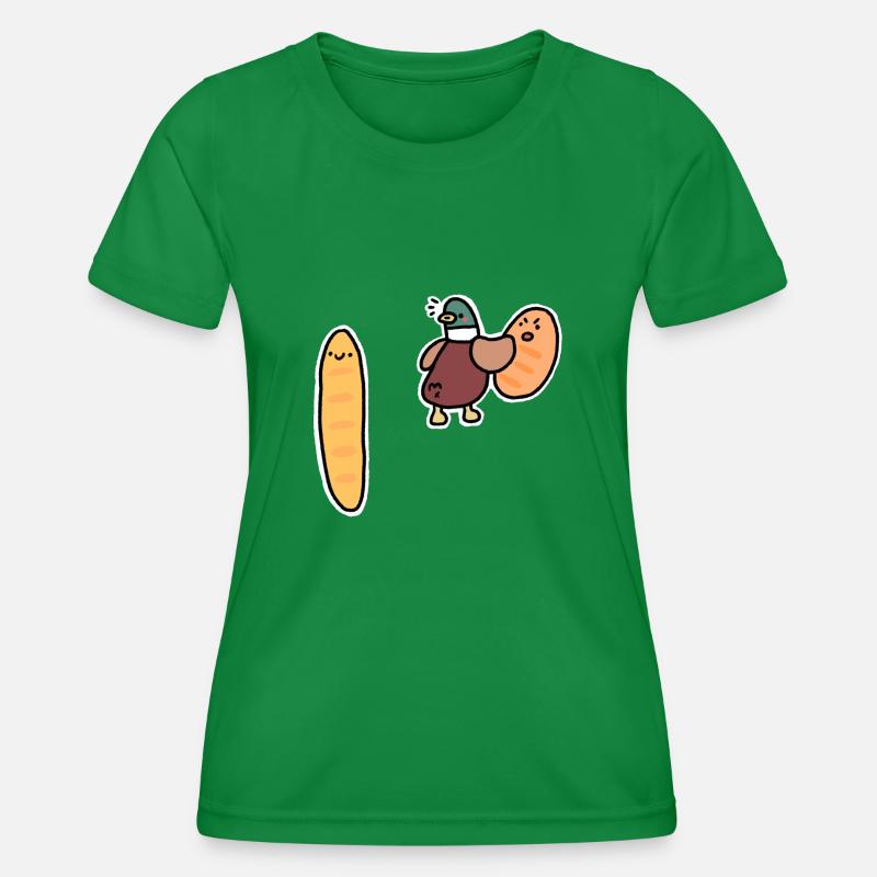 Duck with Bread Meme - Women's Functional T-Shirt - kelly green