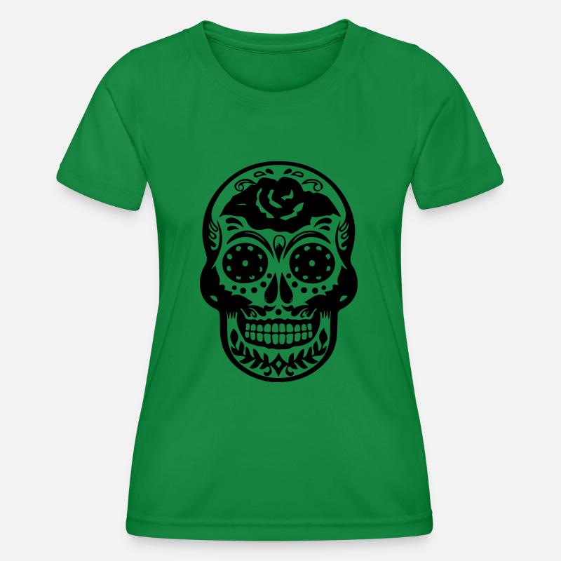 Sugar Skull - Women's Functional T-Shirt - kelly green