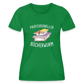 Professioneller Bücherwurm -Geschenk für Leseratte - Frauen Funktions-T-Shirt - Kelly Green - Vorne - AI Model Female 172 dark (172cm)