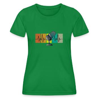 Herzschlag mit Microphon im Vintage Retro Look - Frauen Funktions-T-Shirt - Kelly Green - Vorne - AI Model Female 172 dark (172cm)