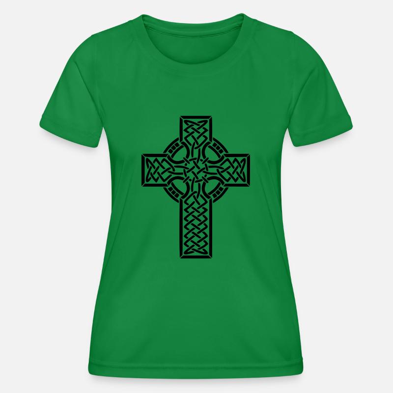Celtic cross - Women's Functional T-Shirt - kelly green