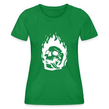 Burning Skull - Women's Functional T-Shirt - kelly green - Front - AI Model Female 172 dark (172cm)