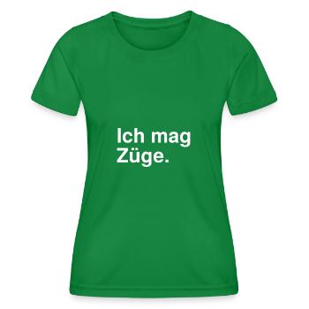 Ich mag Züge. - Frauen Funktions-T-Shirt - Kelly Green - Vorne - AI Model Female 172 dark (172cm)