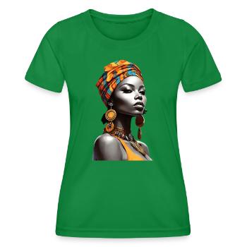 Afro Cultural Elegance - Women's Functional T-Shirt - kelly green - Front - AI Model Female 172 dark (172cm)