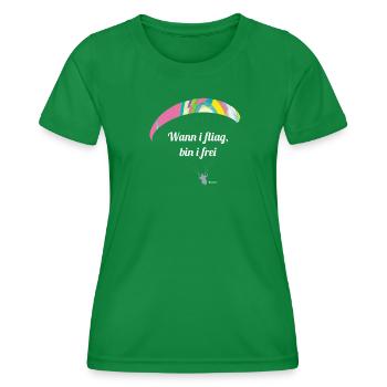 Wann i fliag Damen weiß - Frauen Funktions-T-Shirt - Kelly Green - Vorne - AI Model Female 172 dark (172cm)