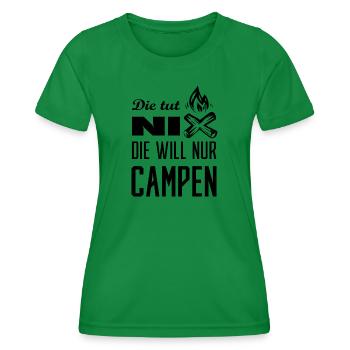 Camping - Frauen Funktions-T-Shirt - Kelly Green - Vorne - AI Model Female 172 dark (172cm)