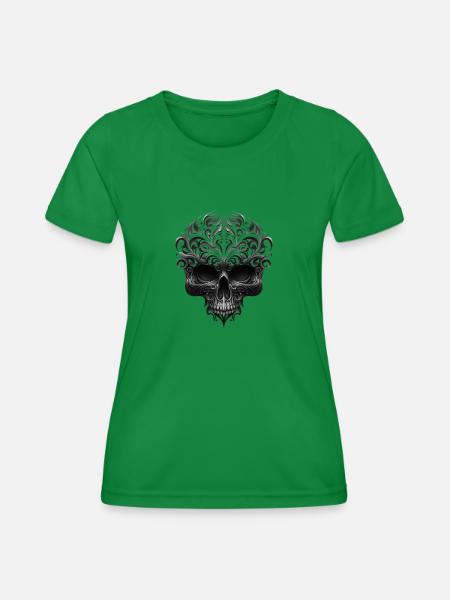Totenkopf, Gothic - Frauen Funktions-T-Shirt - Kelly Green