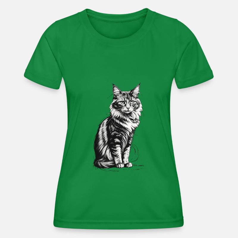 Noble cat sitting - Women's Functional T-Shirt - kelly green