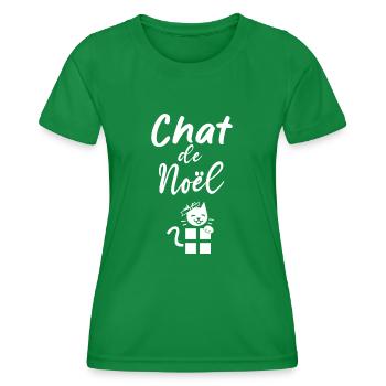 Chat de Noël - T-shirt sport Femme - vert - Devant - AI Model Female 172 dark (172cm)