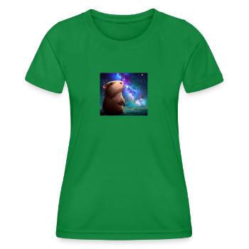 Capybara Spaceman - T-shirt sport Femme - vert - Devant - AI Model Female 172 dark (172cm)