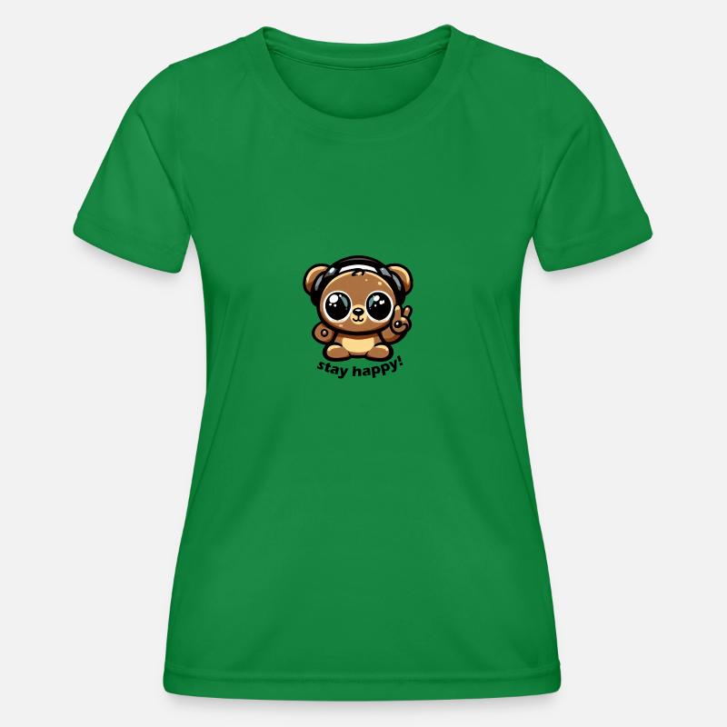 Happy Bear - Women's Functional T-Shirt - kelly green