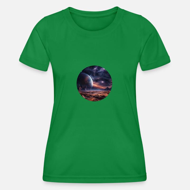 Galactic Wonderland - Distant Worlds - Women's Functional T-Shirt - kelly green