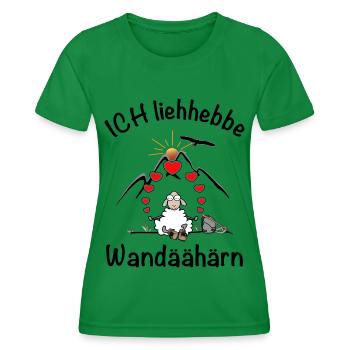 Wandern Schaf lustig geschrieben - Frauen Funktions-T-Shirt - Kelly Green - Vorne - AI Model Female 172 dark (172cm)