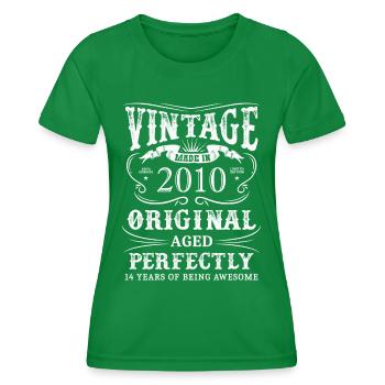 Vintage Made In 2010 14 ans d’être génial - T-shirt sport Femme - vert - Devant - AI Model Female 172 dark (172cm)