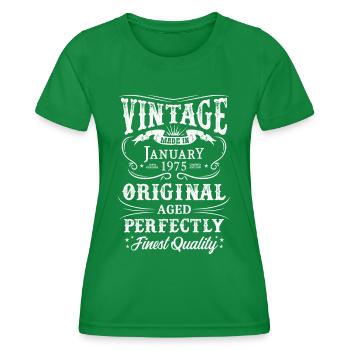 Vintage Made In 1975 Baujahr 1975 Geboren - Frauen Funktions-T-Shirt - Kelly Green - Vorne - AI Model Female 172 dark (172cm)