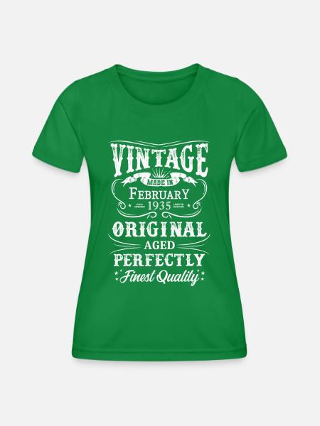 Millésime Fabriqué En 1935 Année de naissance Février 1935 - T-shirt sport Femme - vert