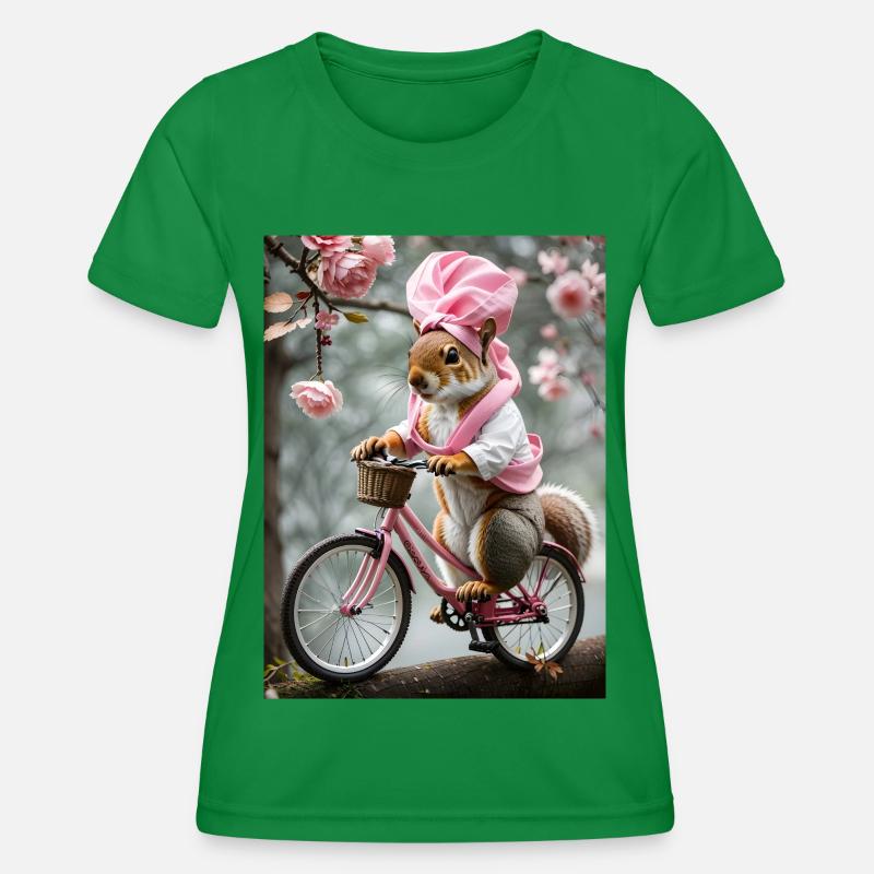 Squirrel on a bicycle - Women's Functional T-Shirt - kelly green