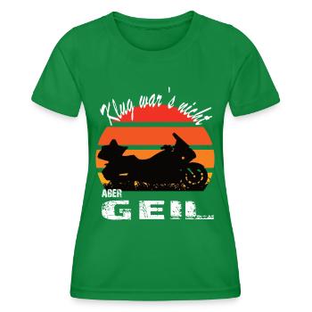 Klug war's nicht Goldwing Retro Sonnenuntergang - Frauen Funktions-T-Shirt - Kelly Green - Vorne - AI Model Female 172 dark (172cm)