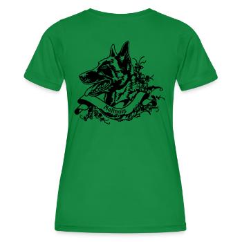 Malinois an Retro Banner No.1 - Women's Functional T-Shirt - kelly green - Back - AI Model Female 172 dark (172cm)
