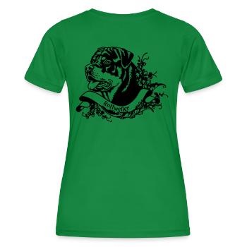 Rottweiler male on retro banner - Women's Functional T-Shirt - kelly green - Back - AI Model Female 172 dark (172cm)
