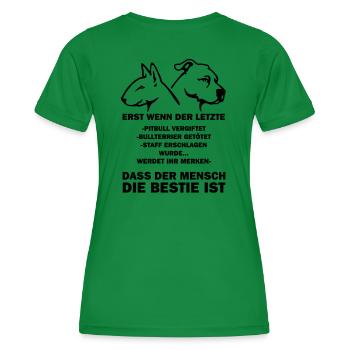 351 Der Mensch ist die Bestie uni - Frauen Funktions-T-Shirt - Kelly Green - Hinten - AI Model Female 172 dark (172cm)