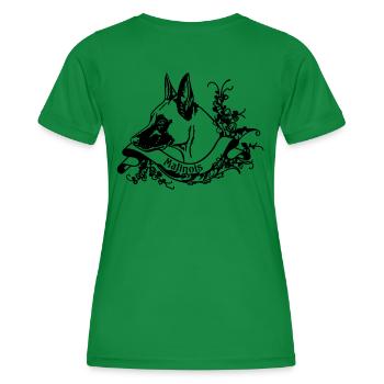 Malinois an Retro Banner No.2 - Women's Functional T-Shirt - kelly green - Back - AI Model Female 172 dark (172cm)