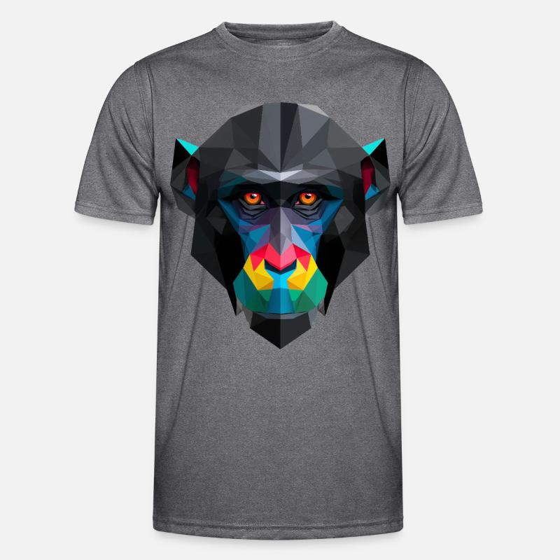 Colored Low-Poly Monkey Portrait Men's Functional T-Shirt