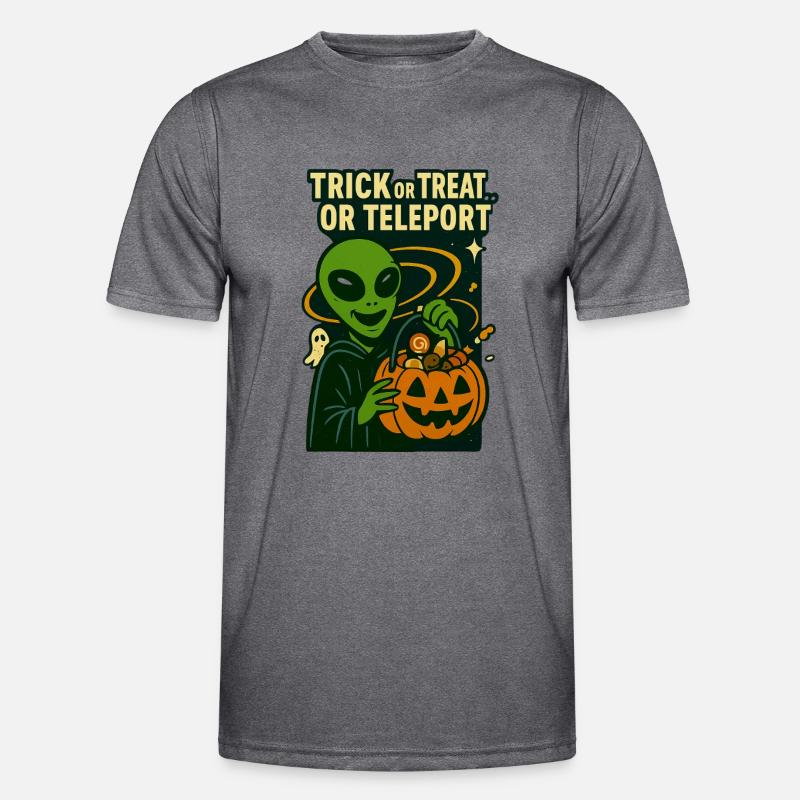 Alien Halloween T-Shirt – Süßes oder Saures... oder... - Männer Funktions-T-Shirt - dunkle Melange 