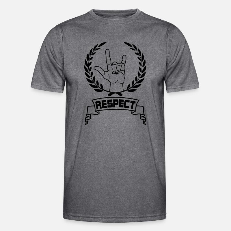 Hand gesture respect with text RESPECT - Men's Functional T-Shirt - dark melange 