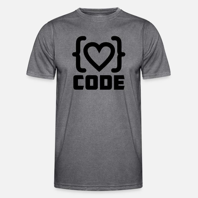 Herzprogrammierer Code Logo mit Text CODE - Männer Funktions-T-Shirt - dunkle Melange 