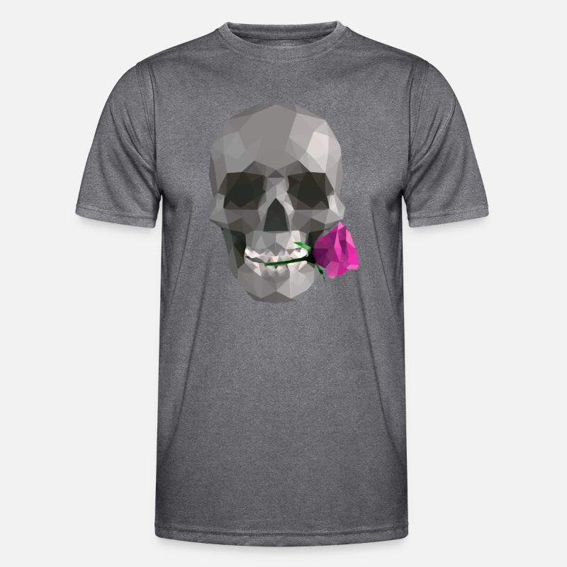 Low Poly Grey Skull – Geometrisch-Romantisch-Gothic Männer Funktions-T-Shirt
