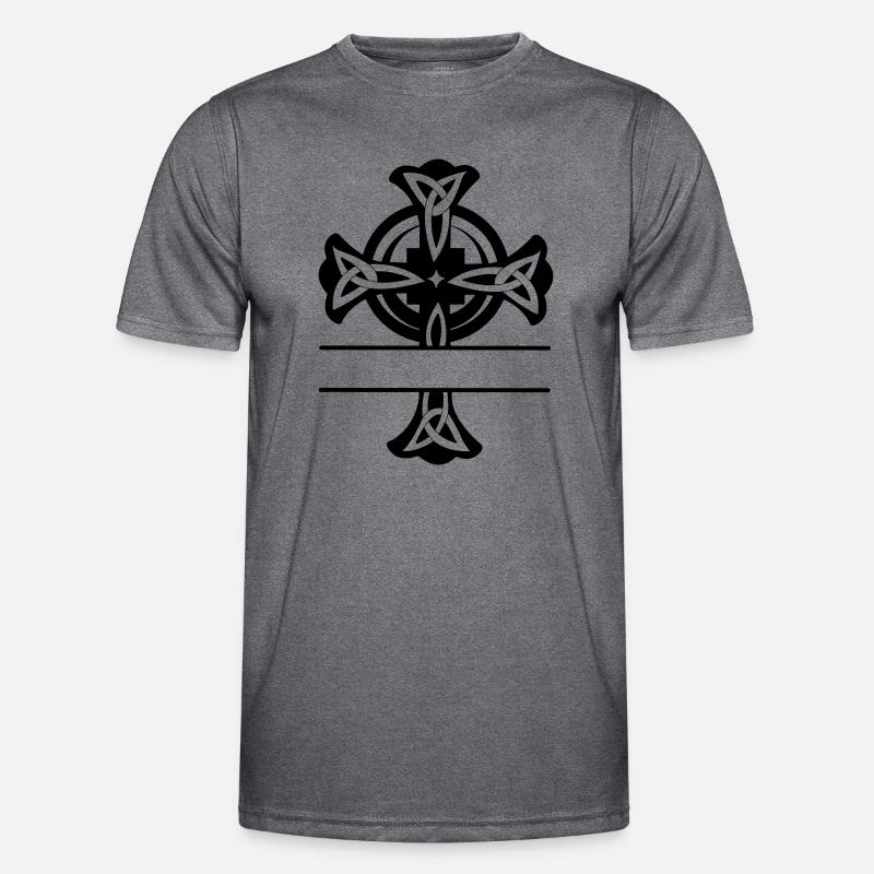 Keltisches Kreuz Logo oder Monogramm - Männer Funktions-T-Shirt - dunkle Melange 