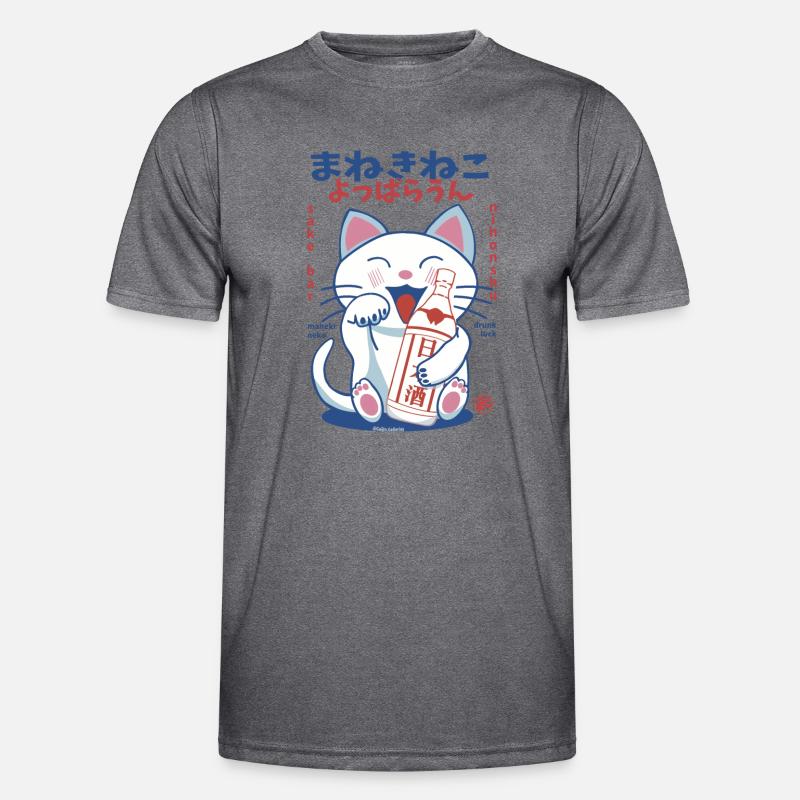 Lucky Cat Drunk on Sake Männer Funktions-T-Shirt