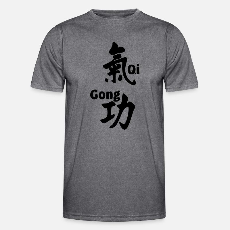 QI gong script avec texte vertical T-shirt sport Homme