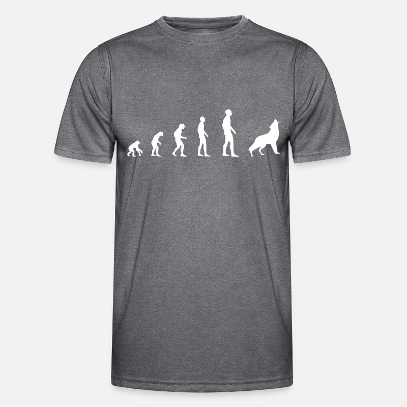 Wolf – Evolution - Männer Funktions-T-Shirt - dunkle Melange 