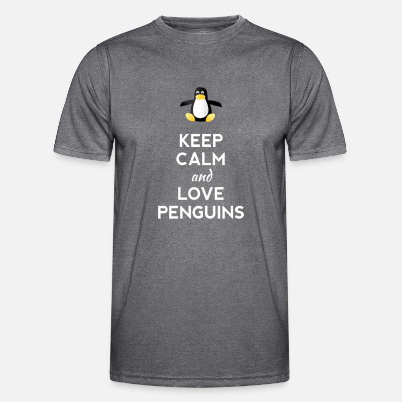 keep calm love Pinguine Linux nerd computer cpu lo - Männer Funktions-T-Shirt - dunkle Melange 