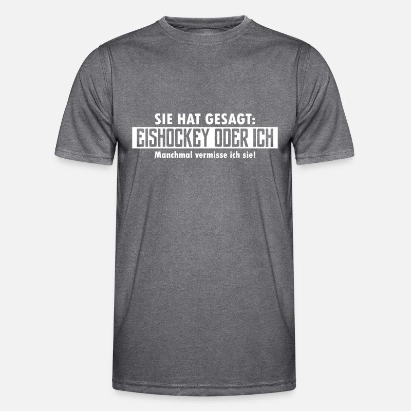 eishockey oder ich - Männer Funktions-T-Shirt - dunkle Melange 