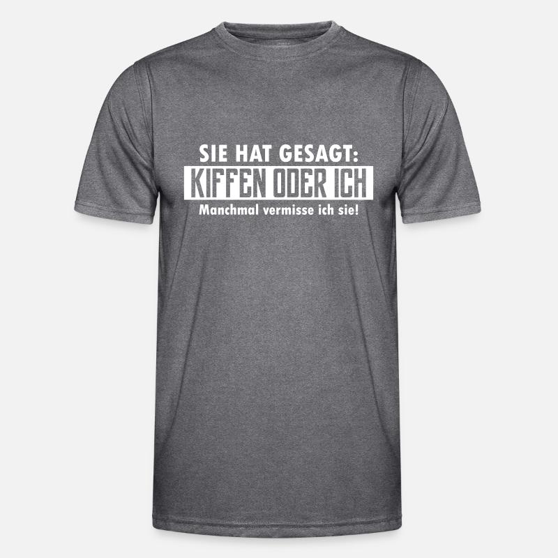 kiffen oder ich - Männer Funktions-T-Shirt - dunkle Melange 