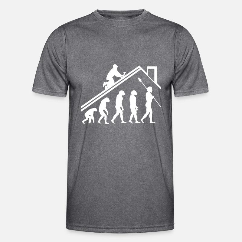 Roofer evolution gift - Men's Functional T-Shirt - dark melange 