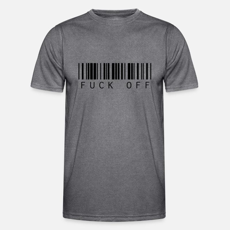 Barcode Strichcode Fuck Off Spruch - Männer Funktions-T-Shirt - dunkle Melange 