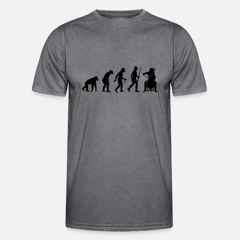 Cello Player Evolution - Männer Funktions-T-Shirt - dunkle Melange 