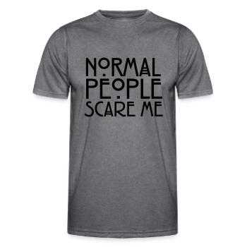 Normal People Scare Me - Men's Functional T-Shirt - dark melange  - Front - AI Model Male 178 dark (178cm)
