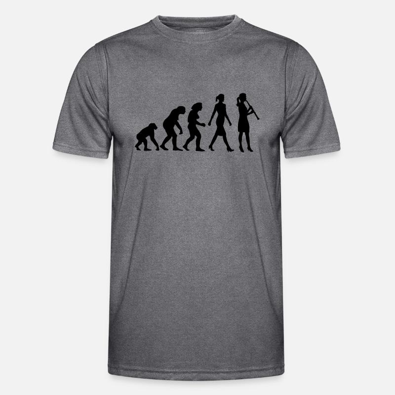 Evolution Klarinette Spielerin - Männer Funktions-T-Shirt - dunkle Melange