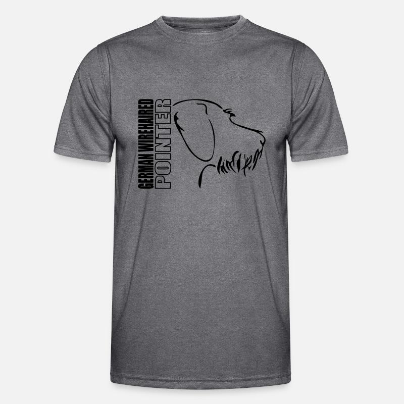 GERMAN WIREHAIRED POINTER PROFIL - Männer Funktions-T-Shirt - dunkle Melange 