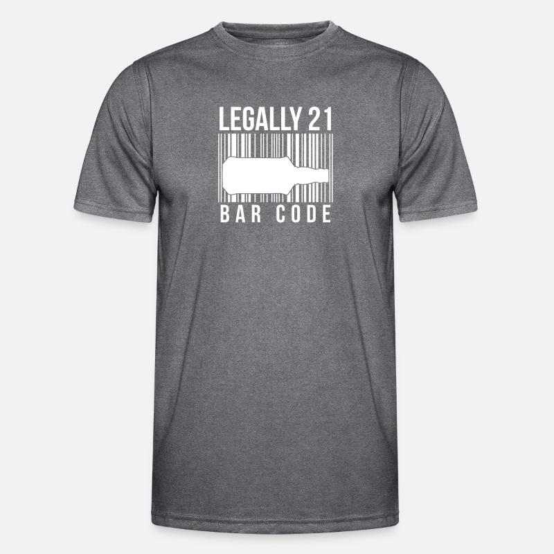 Legally 21 bar code - Men's Functional T-Shirt - dark melange